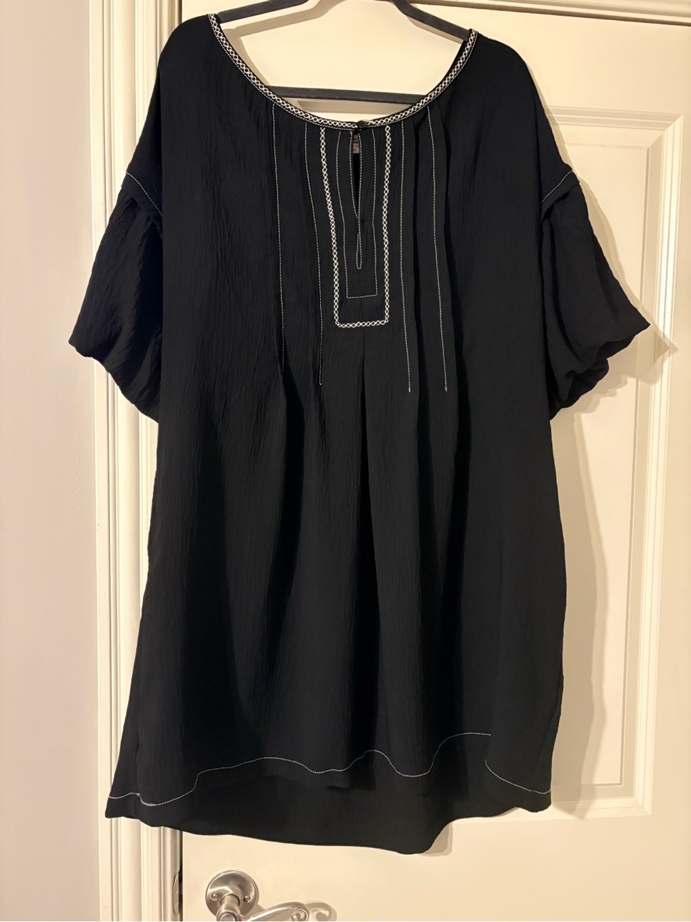 Max Studio Black Short-Sleeve Dress with Contrast Trim 2x